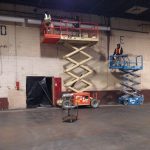 Using two lifts to install 10 diameter conveyance pipe